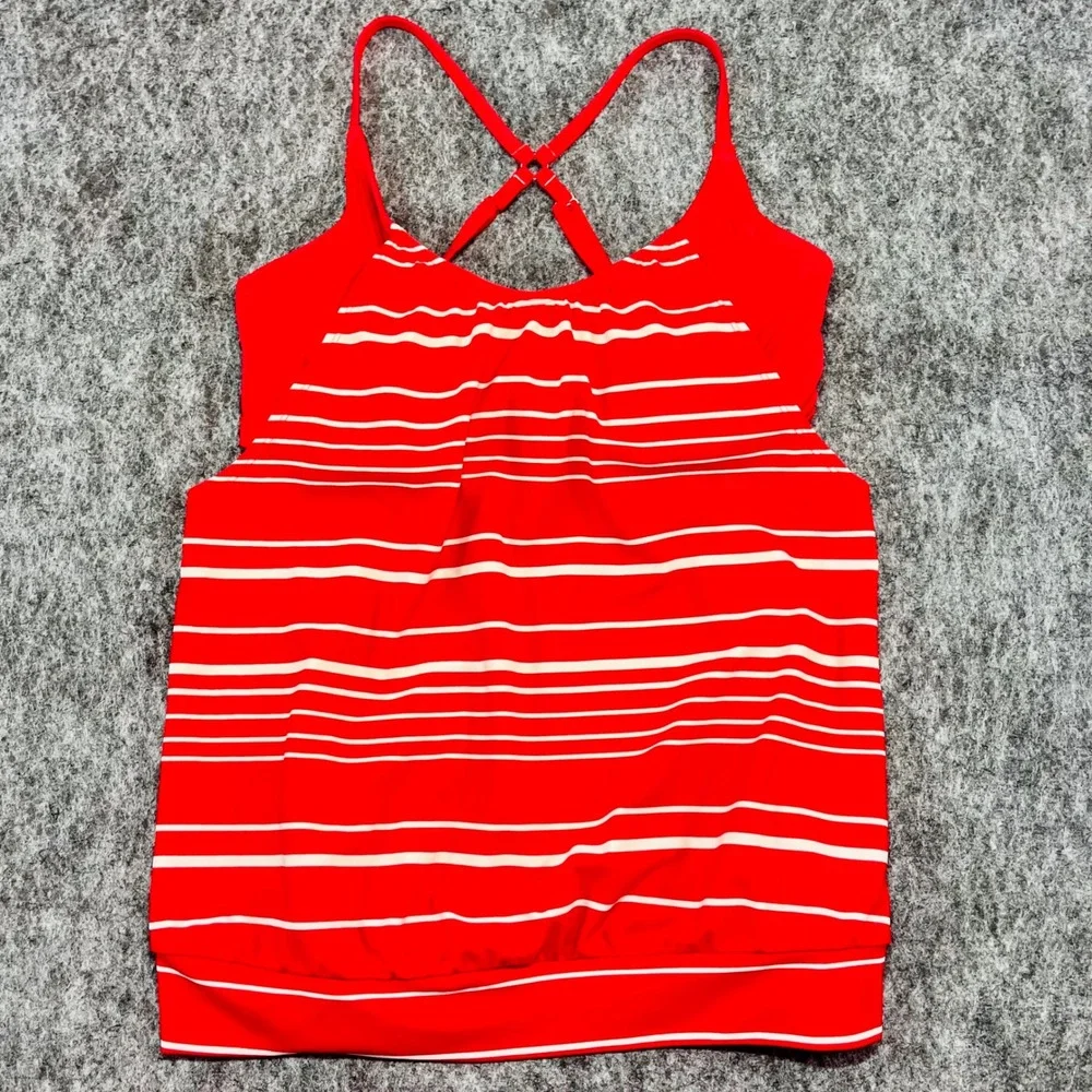 Athleta‎ Tankini Swim Top Womens 34 D/DD Red White Activewear Beach Bathing Suit